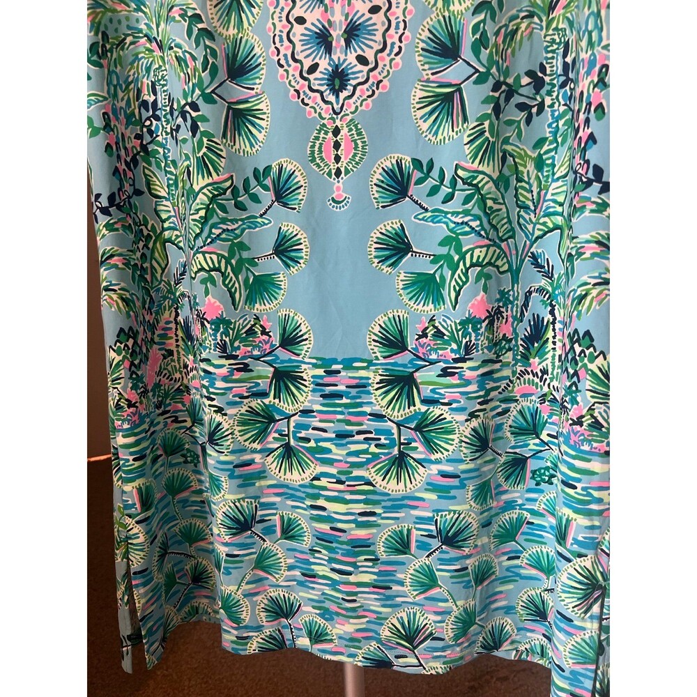 Lilly Pulitzer Tropical Turtle & Palm Tree V-Neck Dress Women’s Size Large - Picture 3 of 11